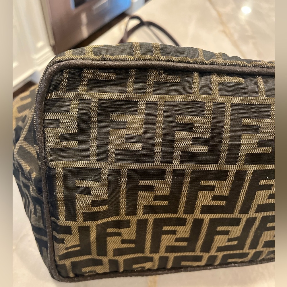 FENDI Zucca auth canvas mini tote shoulder bag, leather handles, silver logos - Picture 11 of 17